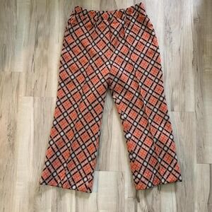 Vintage 1970s plaid trouser pants‎ with wide legs & elastic waist